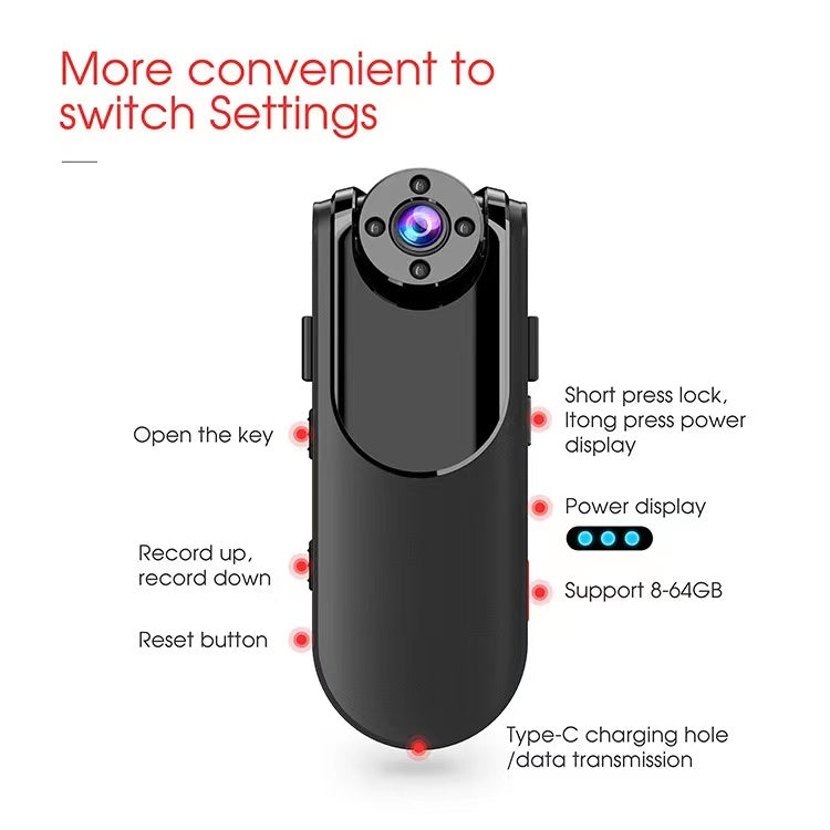 AD-718 1920 x 1080 Pocket Recorder Mini DV Recorder, Support TF Card(Black)