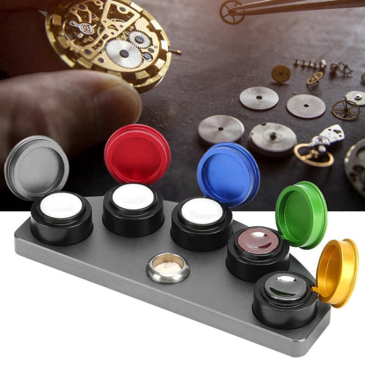 Full Metal Spot Oil Cup Stand  Oiler Watch Repair Tool, Style: Four Oils Cups Silver