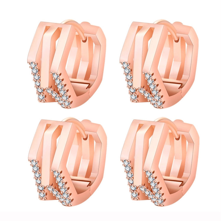 2 Pairs K22 Women Geometric Cutout Micro-Set Diamond Ear Buckles