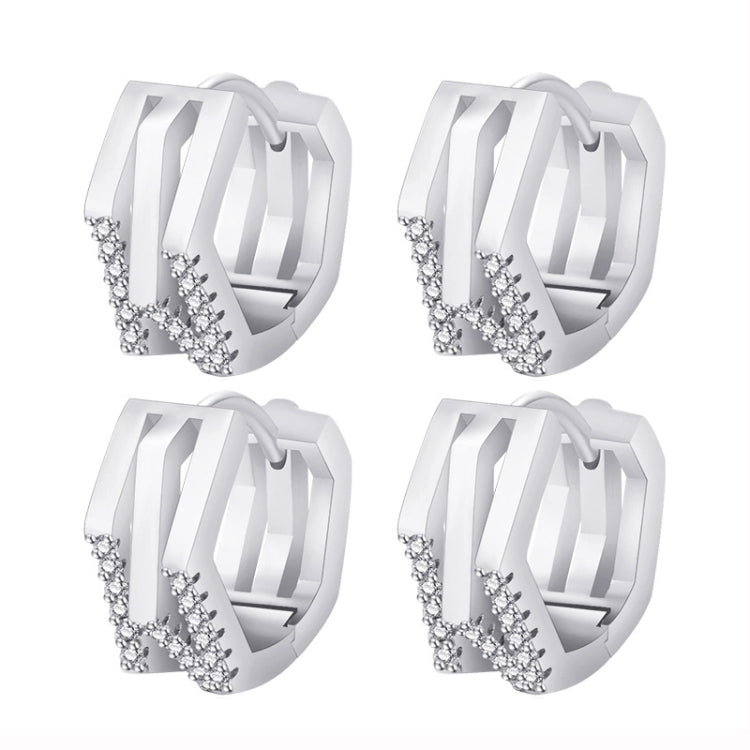 2 Pairs K22 Women Geometric Cutout Micro-Set Diamond Ear Buckles