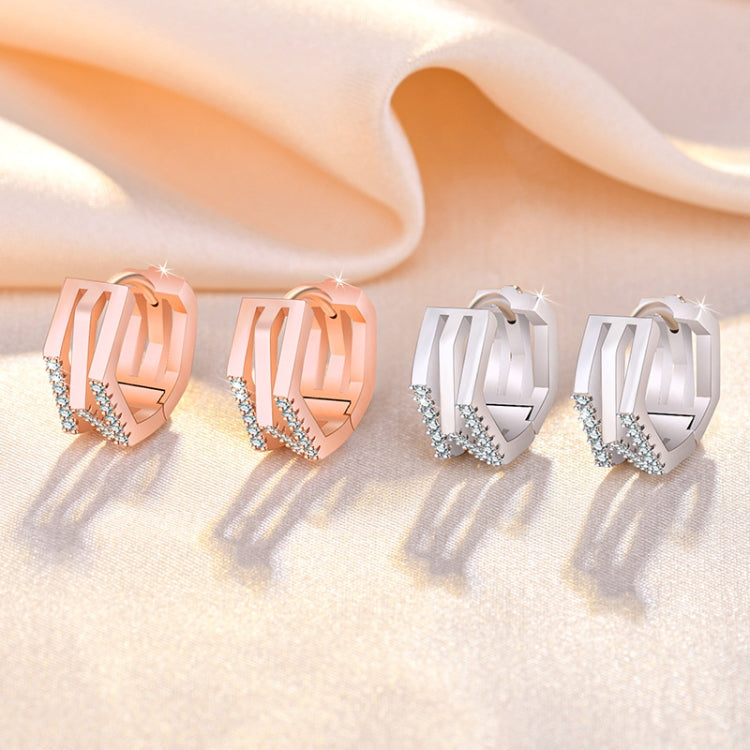 2 Pairs K22 Women Geometric Cutout Micro-Set Diamond Ear Buckles