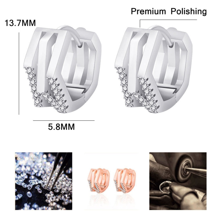 2 Pairs K22 Women Geometric Cutout Micro-Set Diamond Ear Buckles