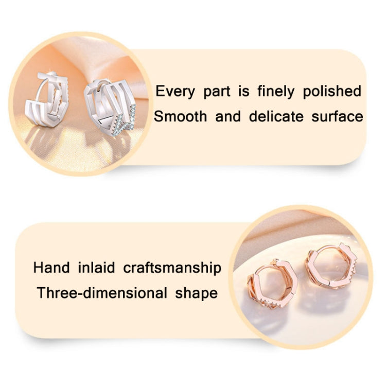 2 Pairs K22 Women Geometric Cutout Micro-Set Diamond Ear Buckles