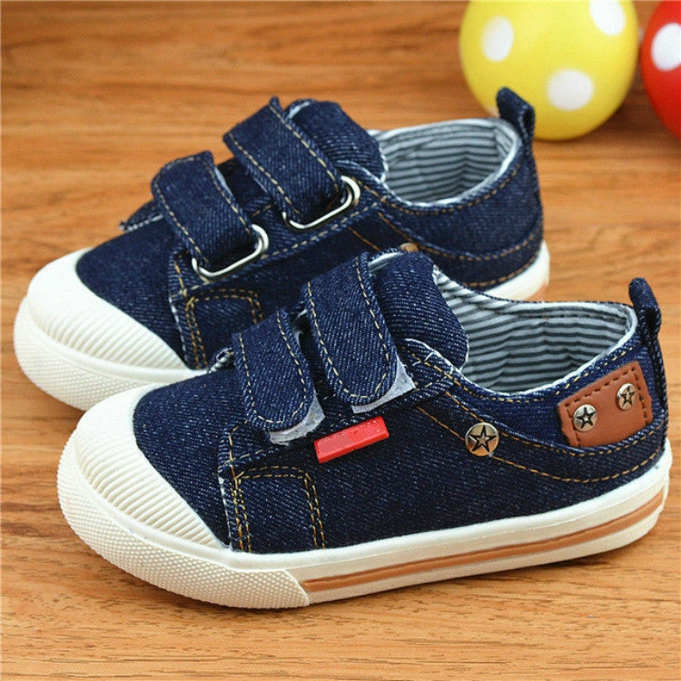 Children Canvas Denim Sneakers Peas Shoes, Size:24