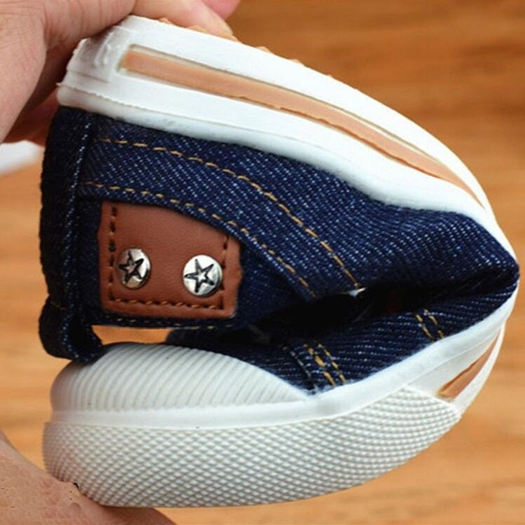 Children Canvas Denim Sneakers Peas Shoes, Size:24