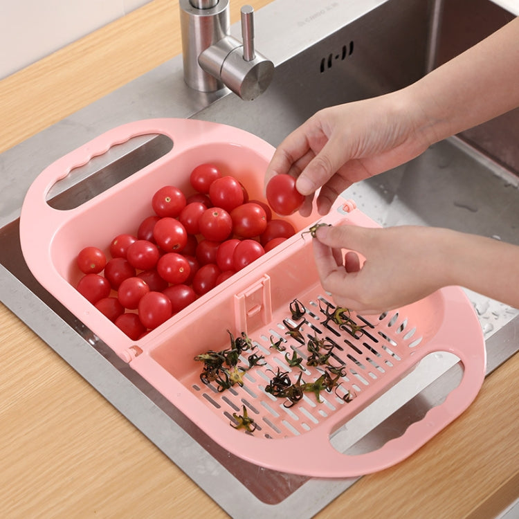 2 PCS Home Kitchen Foldable Drainable Fruit And Vegetable Basket(Pink)
