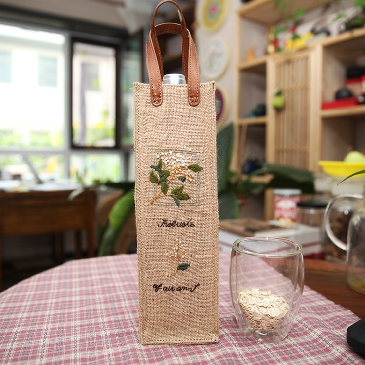 Hand-Embroidered Three-Dimensional Fabric Wine Bottle Storage Bag, Pattern: