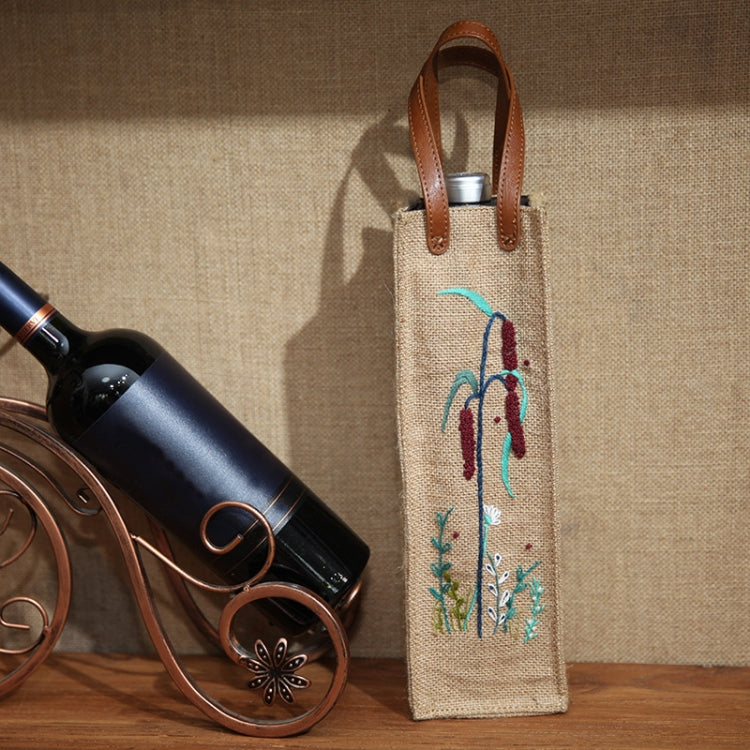 Hand-Embroidered Three-Dimensional Fabric Wine Bottle Storage Bag, Pattern: