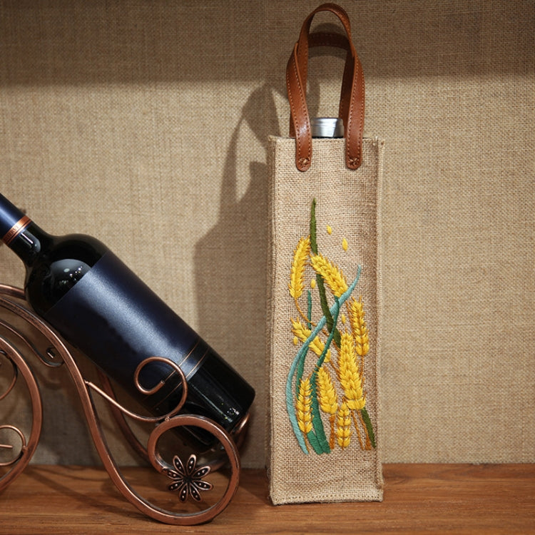 Hand-Embroidered Three-Dimensional Fabric Wine Bottle Storage Bag, Pattern: