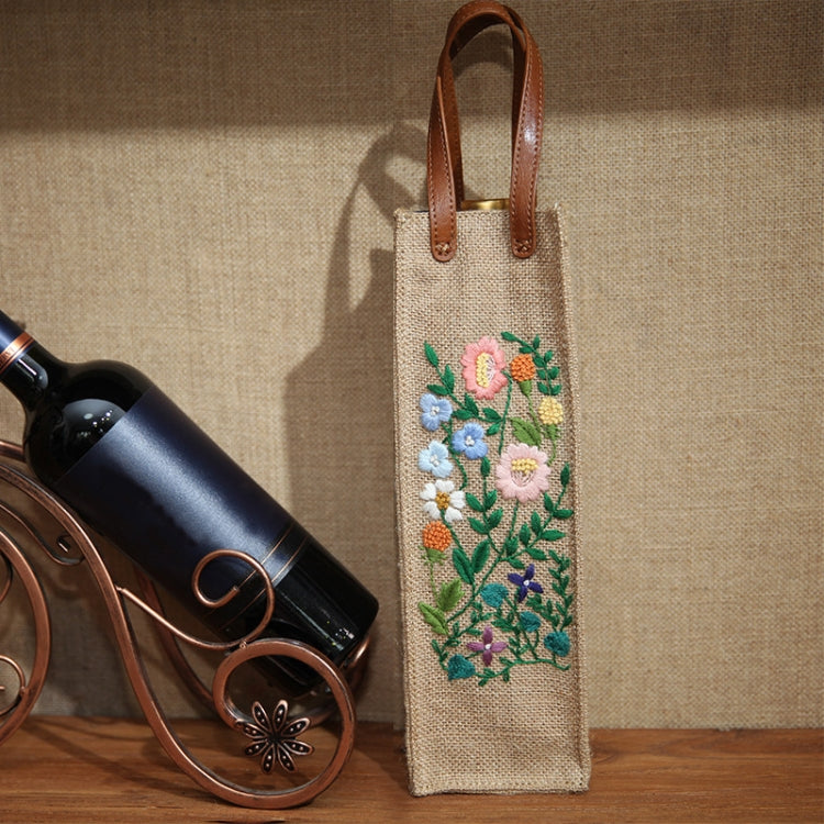 Hand-Embroidered Three-Dimensional Fabric Wine Bottle Storage Bag, Pattern:
