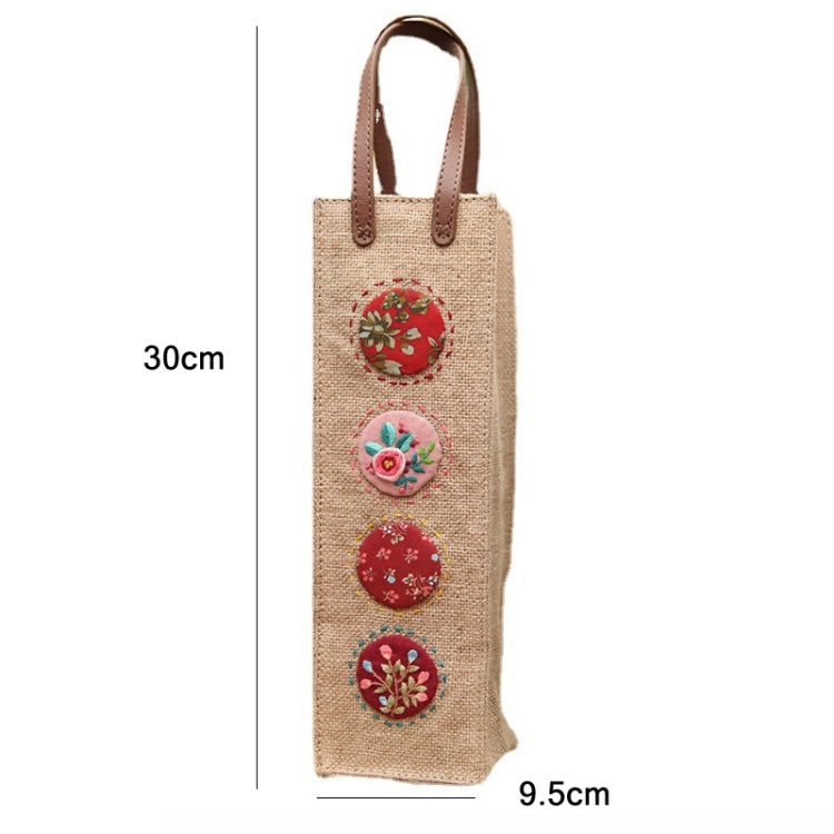 Hand-Embroidered Three-Dimensional Fabric Wine Bottle Storage Bag, Pattern: