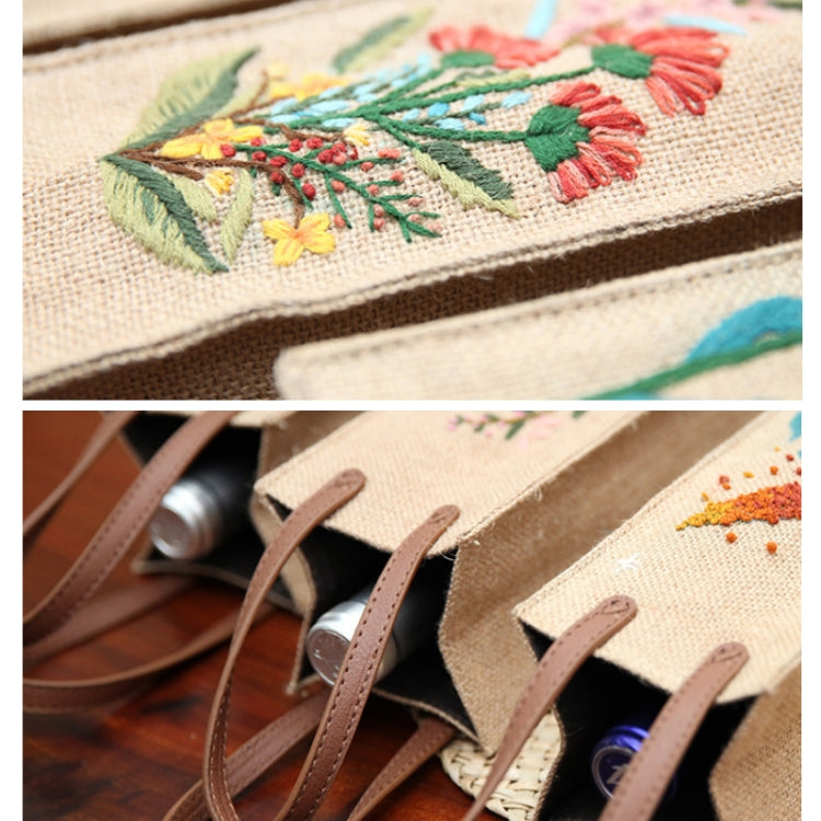 Hand-Embroidered Three-Dimensional Fabric Wine Bottle Storage Bag, Pattern: