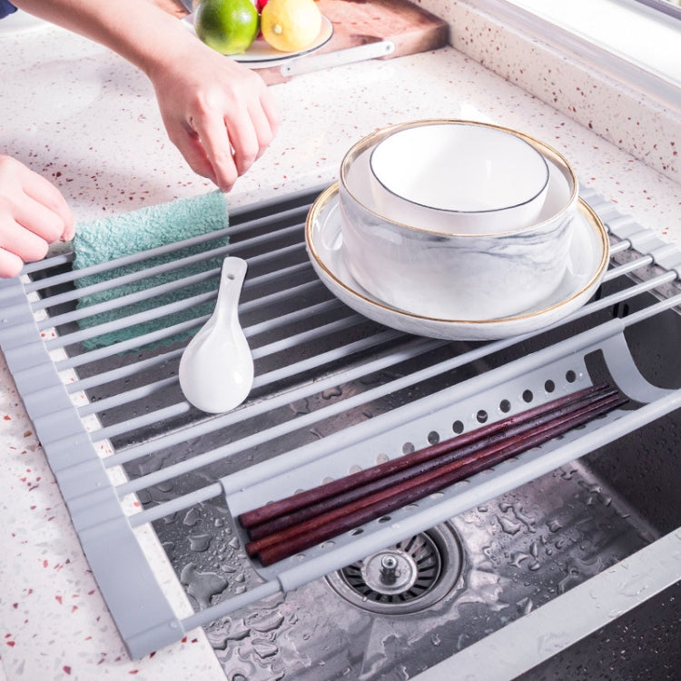 52 x 33cm Gray  Kitchen Silicone Drain Rack Sink Drain Rack