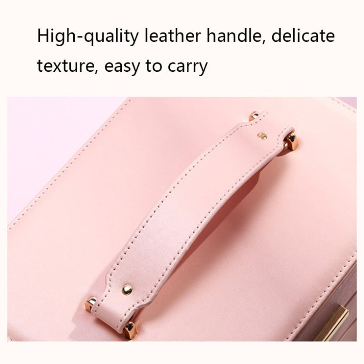 Sp01200 Large Capacity Multi-Layer Jewelry Storage Box With Mirror(Pink)