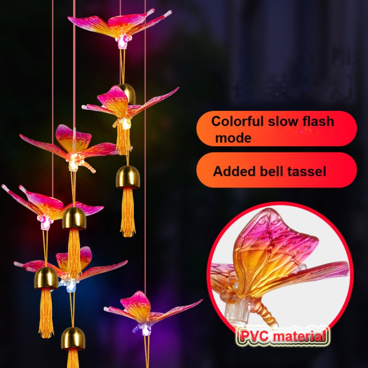 Solar Colorful Slow Flashing Wind Chime Tassel Hanging Lamp