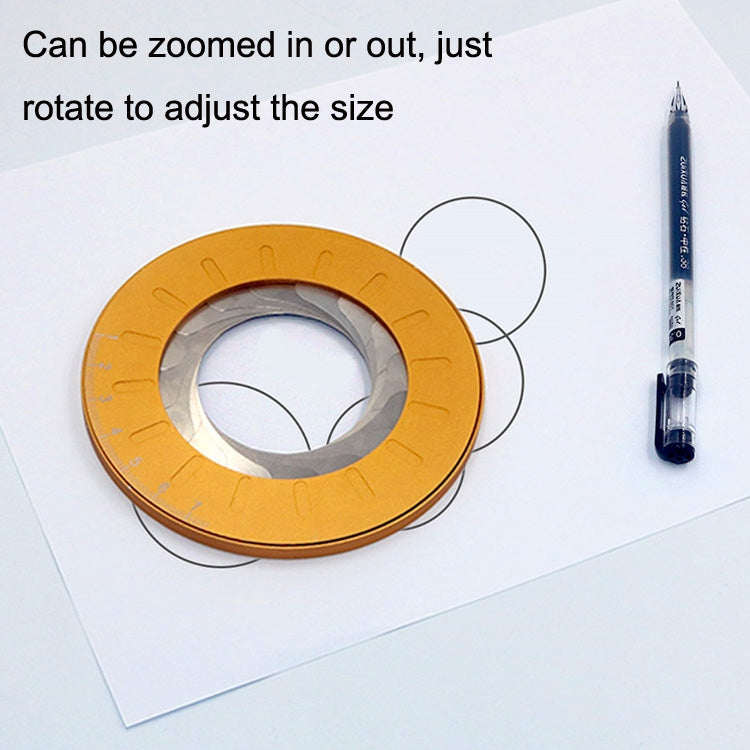 Stainless Steel Rotatable Round Ruler(Gold)