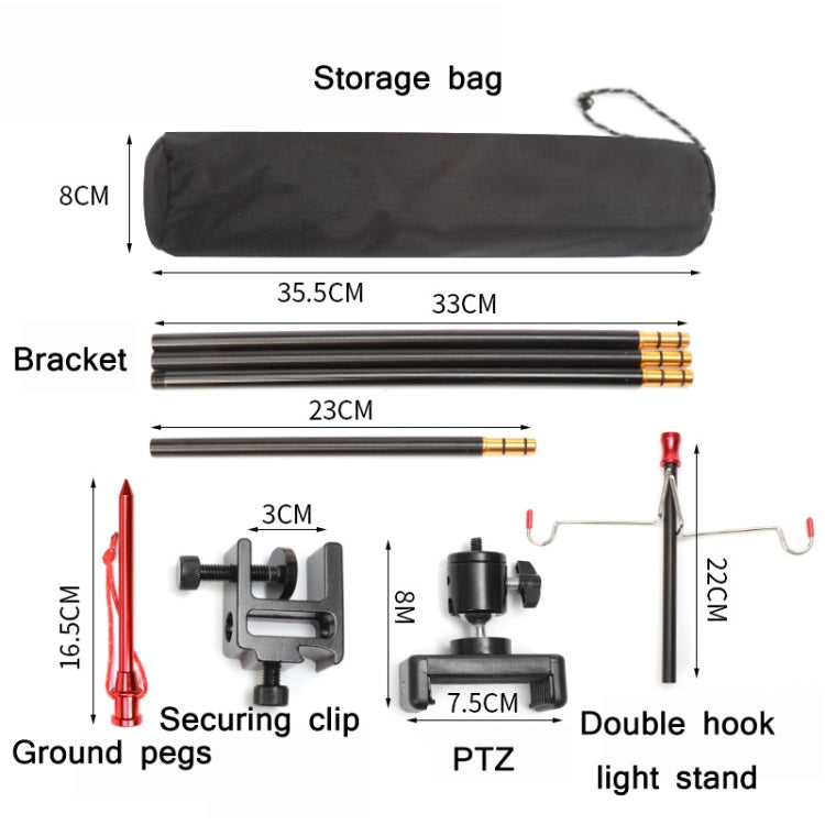 Outdoor Camping Folding Light Pole Fixing Bracket, Spec: Double Hook + PTZ