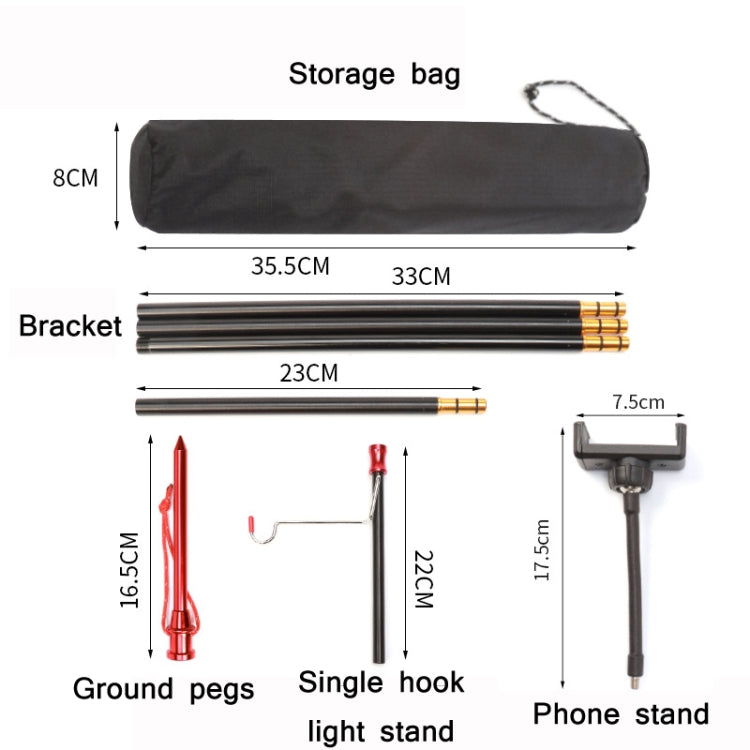 Outdoor Camping Folding Light Pole Fixing Bracket, Spec: Single Hook + Phone Holder