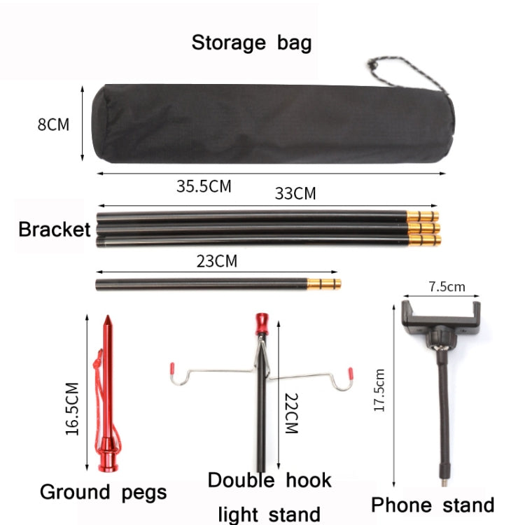 Outdoor Camping Folding Light Pole Fixing Bracket, Spec: Double Hook + Phone Holder