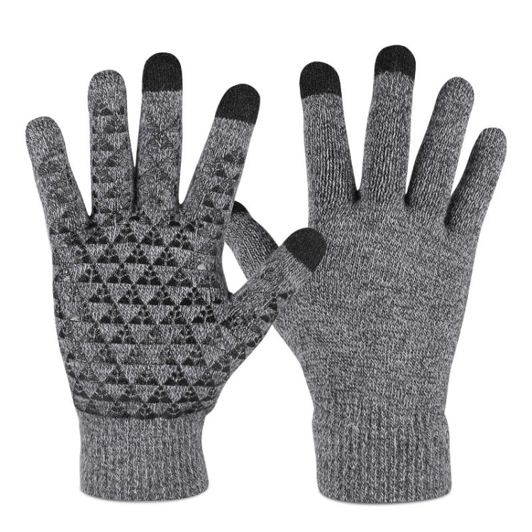2 Pairs Thick Velvet Touch Screen Knitted Warm Gloves, Size: Free Size