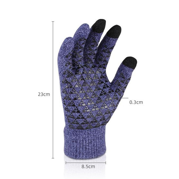 2 Pairs Thick Velvet Touch Screen Knitted Warm Gloves, Size: Free Size