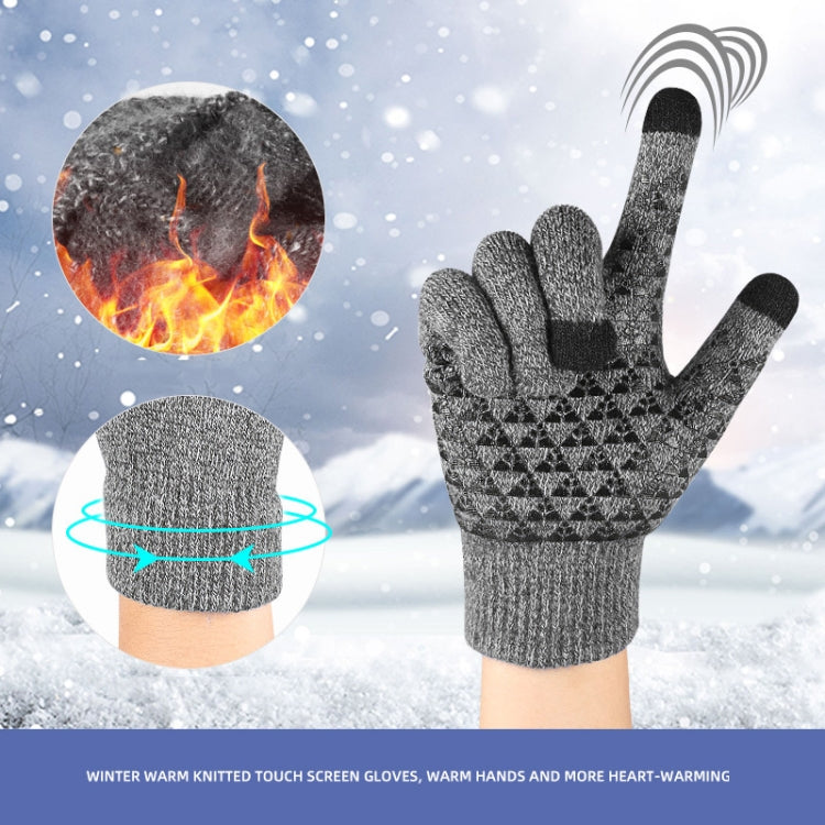 2 Pairs Thick Velvet Touch Screen Knitted Warm Gloves, Size: Free Size