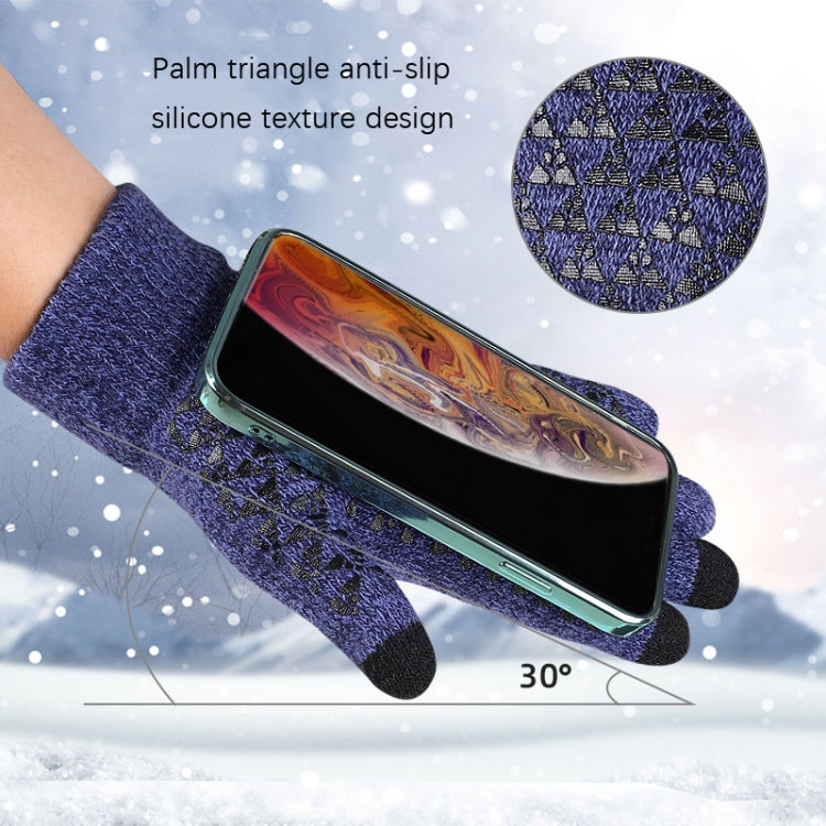 2 Pairs Thick Velvet Touch Screen Knitted Warm Gloves, Size: Free Size