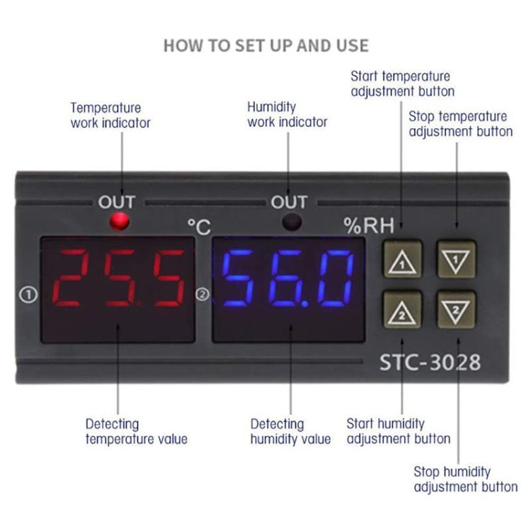 STC-3028 110-220V AC Intelligent Digital Display Temperature And Humidity Controller