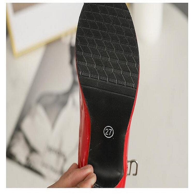 Autumn Girls Leather Shoes Bowknot High Heels Soft Soled Non-Slip Princess Shoes, Size:31(Red)
