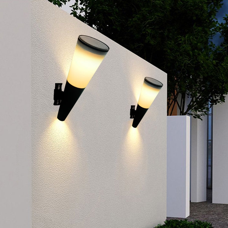 N230 Outdoor Solar Garden Circular Cone Wall Lamp, Style: Two-color Light