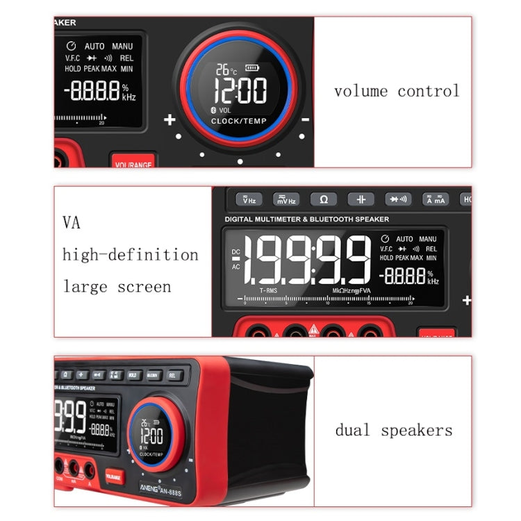 ANENG AN-888S Bluetooth Audio Display Voltage Current Multimeter, Standard No Battery(Black Red)