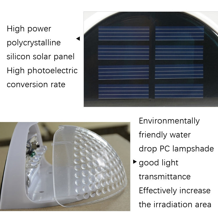 N760B 6 LEDs Outdoor Solar Water Drop Two-color Fence Light