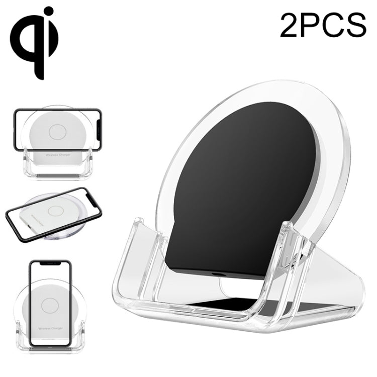 2pcs A9199 10W 3 in 1 Vertical LED Crystal Wireless Charger