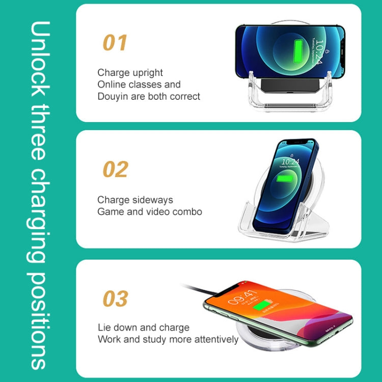 2pcs A9199 10W 3 in 1 Vertical LED Crystal Wireless Charger