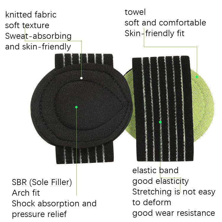 5 Pairs Thin Foot Pad Flat Foot Bow Insole(Green Black)