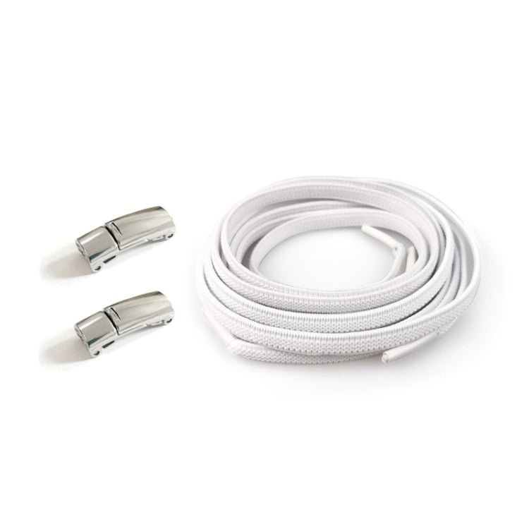 4 Sets SLK28 Metal Magnetic Buckle Elastic Free Tied Laces, Style: Silver Magnetic Buckle+White Shoelaces