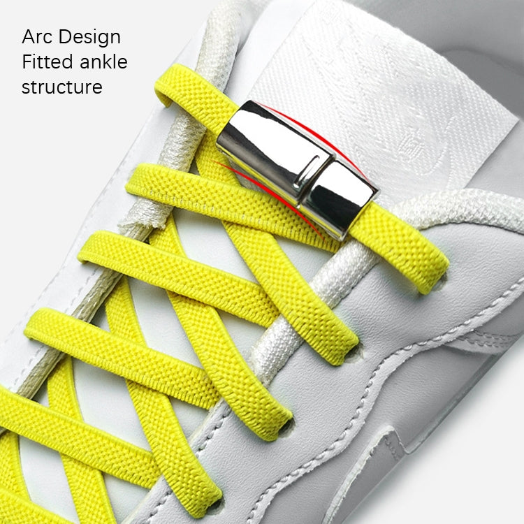 4 Sets SLK28 Metal Magnetic Buckle Elastic Free Tied Laces, Style: Silver Magnetic Buckle+Orange Shoelaces