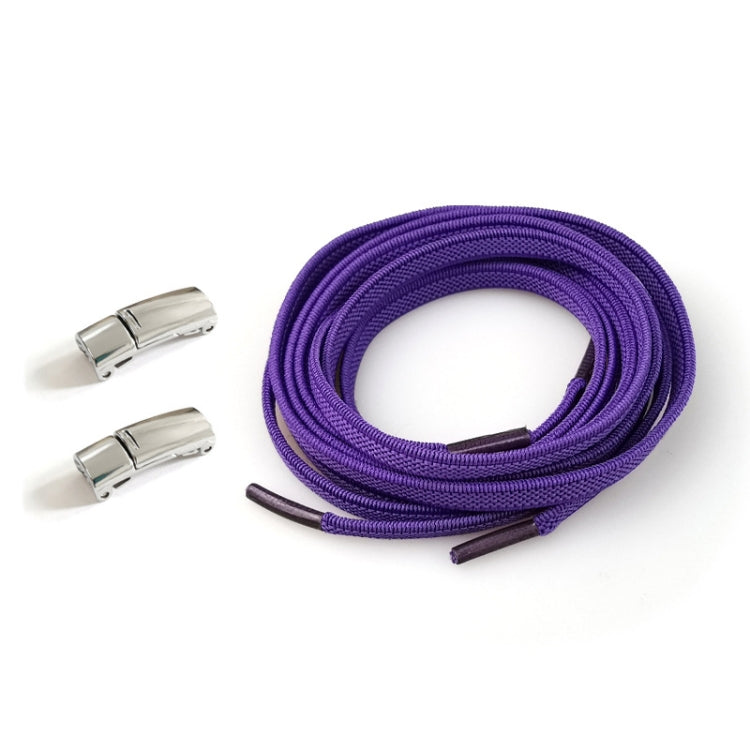 4 Sets SLK28 Metal Magnetic Buckle Elastic Free Tied Laces, Style: Silver Magnetic Buckle+Purple Shoelaces