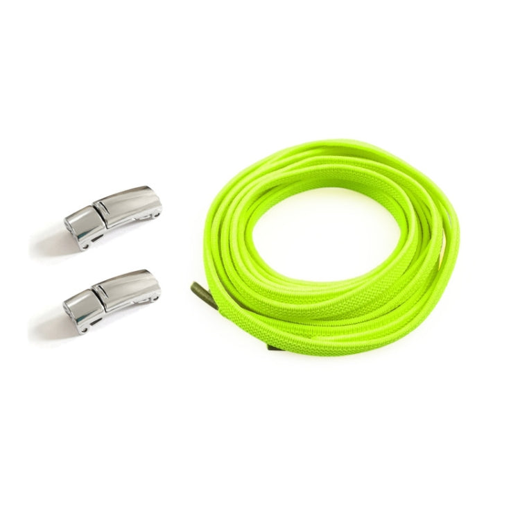 4 Sets SLK28 Metal Magnetic Buckle Elastic Free Tied Laces, Style: Silver Magnetic Buckle+Green Shoelaces