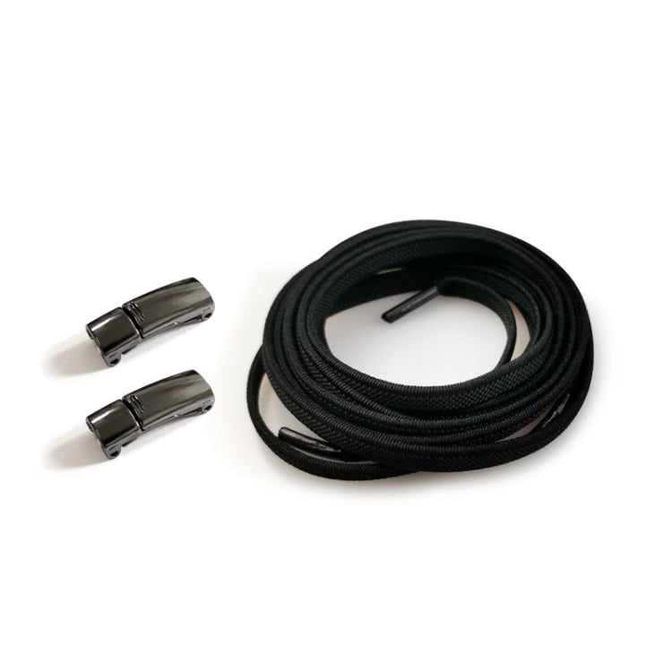 4 Sets SLK28 Metal Magnetic Buckle Elastic Free Tied Laces, Style: Black Magnetic Buckle+Black Shoelaces