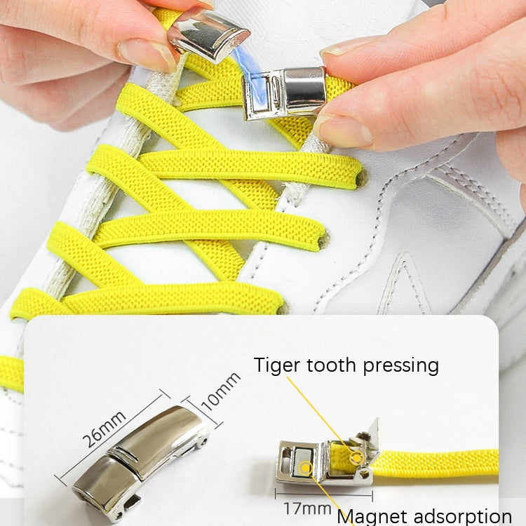 4 Sets SLK28 Metal Magnetic Buckle Elastic Free Tied Laces, Style: Black Magnetic Buckle+Black Shoelaces