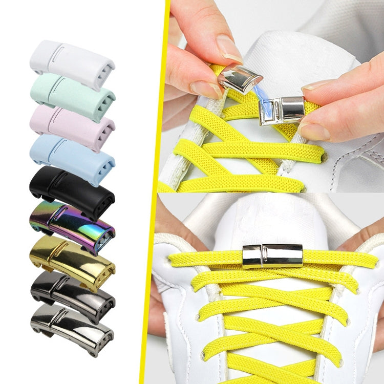 4 Sets SLK28 Metal Magnetic Buckle Elastic Free Tied Laces, Style: Bright Black Magnetic Buckle