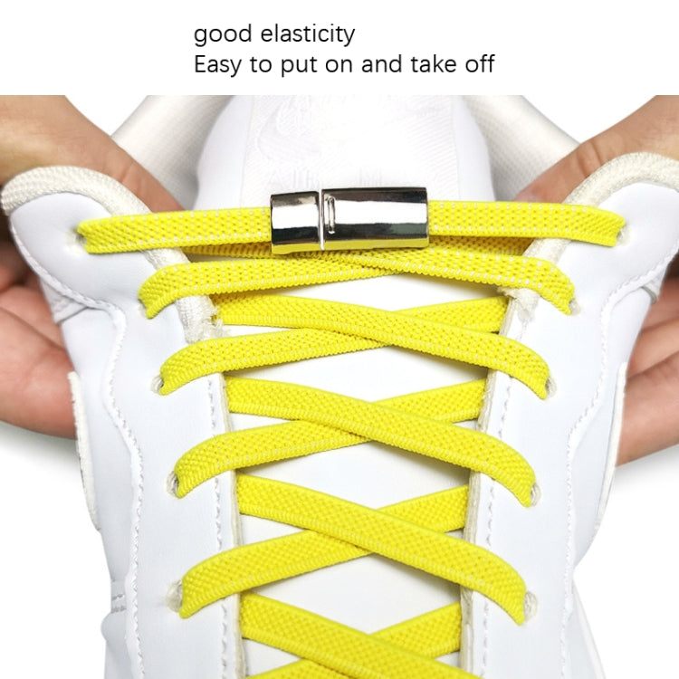 4 Sets SLK28 Metal Magnetic Buckle Elastic Free Tied Laces, Style: Bright Black Magnetic Buckle