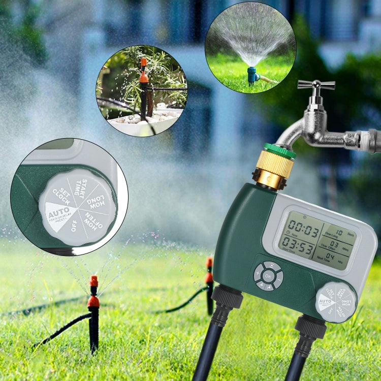 YK6610 Dual Outlet Irrigation Controller Gardening Drip Irrigation System Automatic Flower Watering Device