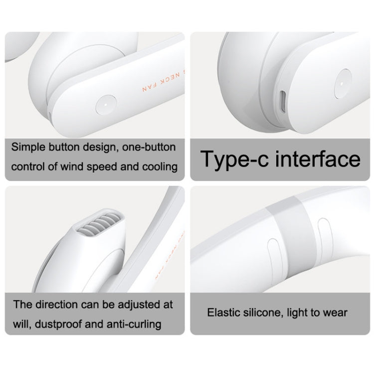 Hanging Neck USB Bladeless Semiconductor Cooling Fan(White)
