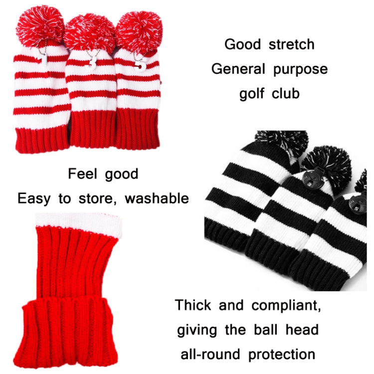 3 PCS/Set Golf Wooden Club Knitted Cover