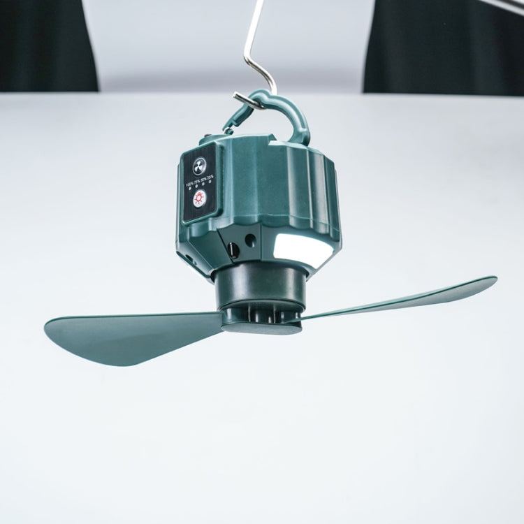X15 Outdoor Camping Folding Convenient Remote Control Lighting Fan(Green)