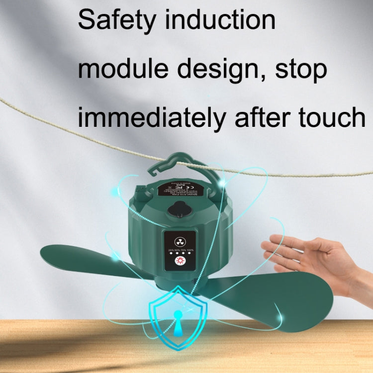 X15 Outdoor Camping Folding Convenient Remote Control Lighting Fan(Green)
