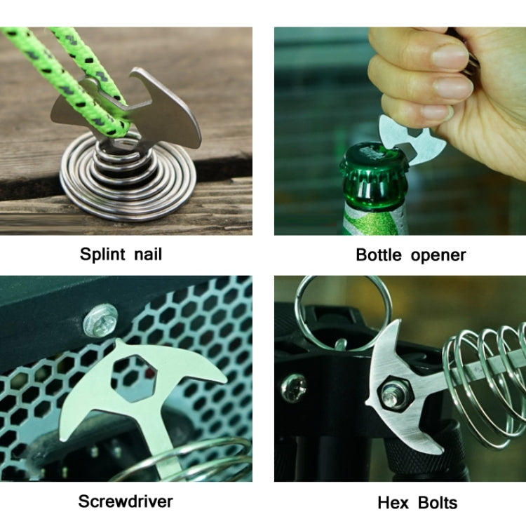 5 PCS Multifunctional Outdoor Camping Fishbone Nail Spring Hook Wind Rope Buckle