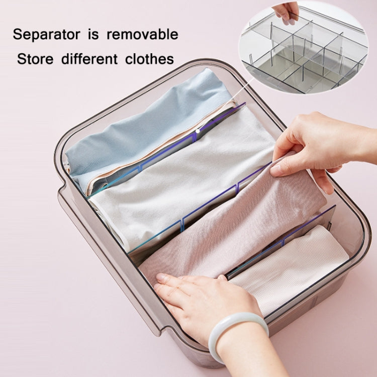 Home Wardrobe Drawer Type Underwear Socks Storage Box With Partition (Transparent Grey)